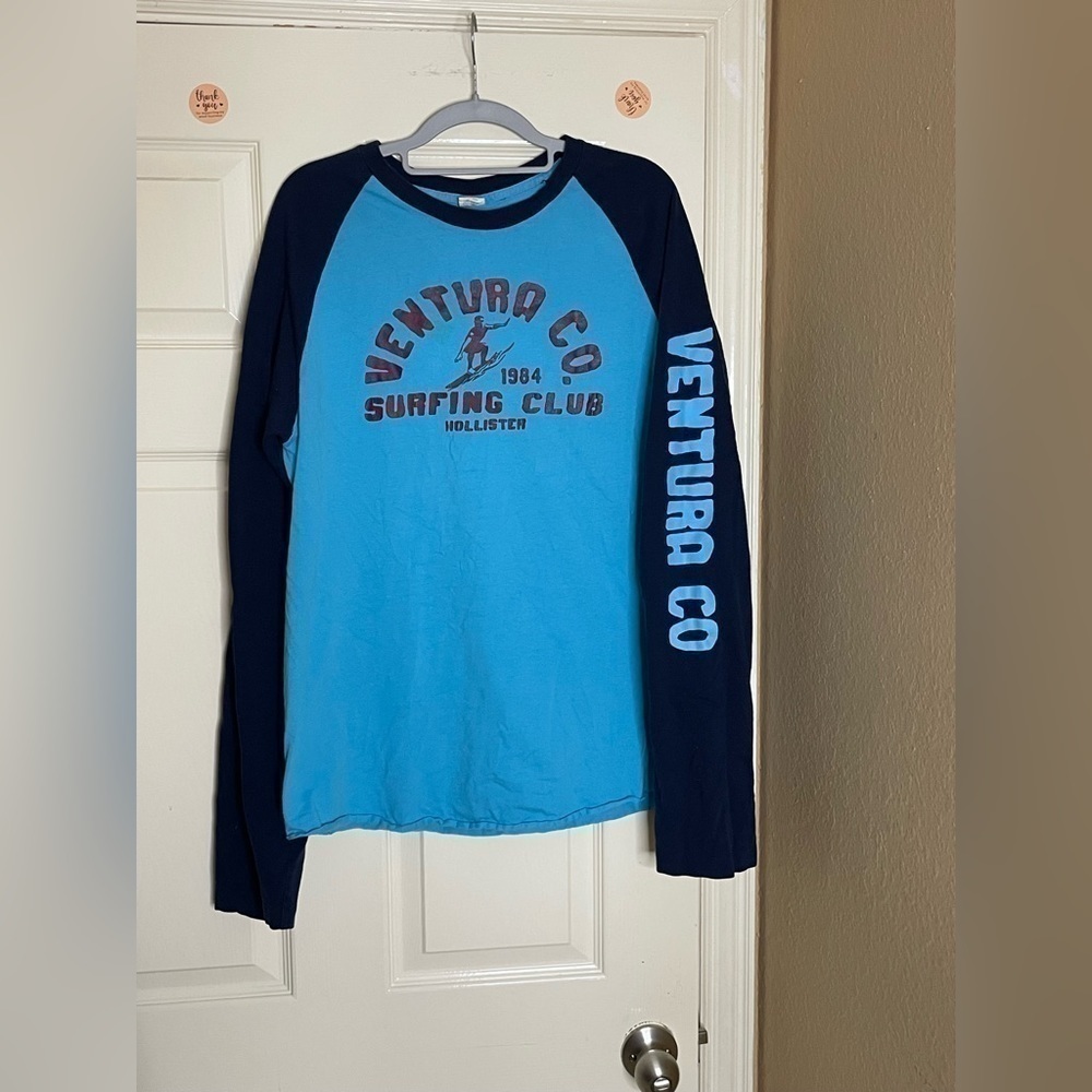 Hollister Trusty Tees Ventura Co. Surfing Club Raglan Long Sleeve Tee XLarge    - Picture 3 of 8